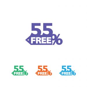 Mega Sale vector design. 55% Christmas sale illustration, fifty five percent gift boxes for discount offer,	