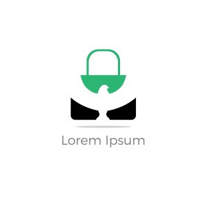 Shopping bag logo design, bird in hand bag vector, travel agency logo design.	