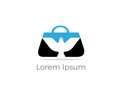 Shopping bag logo design, bird in hand bag vector, travel agency logo design.	