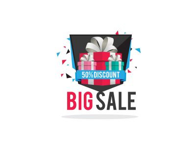 Mega Sale vector design. Christmas sale illustration, gift boxes for discount offer vector design.	