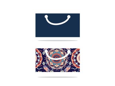 Colorful shopping bag vector logo design, Flowers pattern bag vector, handbag icon illustration.	