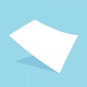 Mockup blank white paper page A4 size with shadow. Vector A3 size paper mock up isolated on gray background.