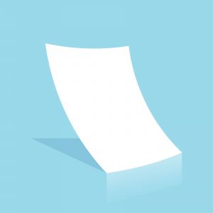 Mockup blank white paper page A4 size with shadow. Vector A3 size paper mock up isolated on gray background.