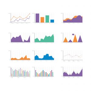   Save Download Preview Infographics chart set. Charts result graphs icons statistics financial data diagrams. Isolated analysis infographic vector elements