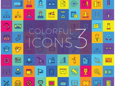 Web vector icons, Colorful icon designs, flat icons set, beautiful icons, business and technology icons, outline icons.