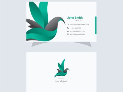 beautiful bird logo and business card, colorful bird, abstract dove vector	