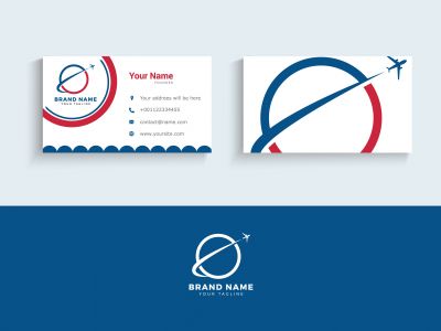 Travel and tourism logo and business card design vector illustration.	