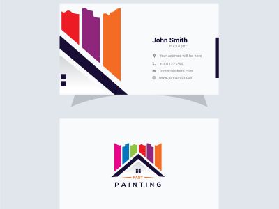 Paint home sign icon. Painting tool symbol. Logotype with Thank you ribbon. Vector. paint home icon Art. business card design