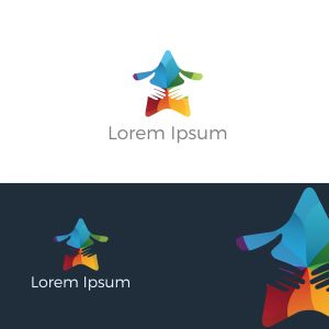 Handshake in home vector logo design, peace love and friendship illustration, real estate agreement sign.	