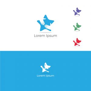 Two hands in star vector, Handshake star logo, successful partnership vector design	