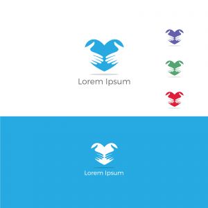 Two hands in heart vector, Handshake heart logo, successful partnership vector design	