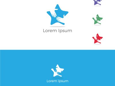 Low poly hands in star vector, polygon handshake star vector	