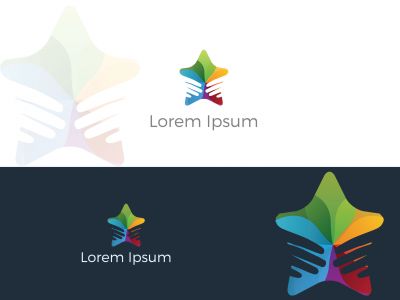 Handshake in home vector logo design, peace love and friendship illustration, real estate agreement sign.	