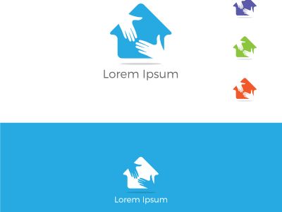 Two hands in home vector, Handshake real estate agent logo, successful partnership deal vector design	