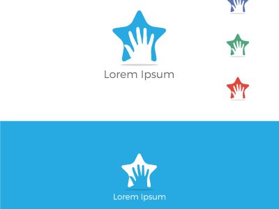 Stop hand in star vector, Handshake star logo, successful partnership vector design	