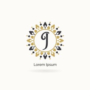  Golden J letter logo design. Luxury letter j monogram. Cosmetics and beauty product mandala illustration..