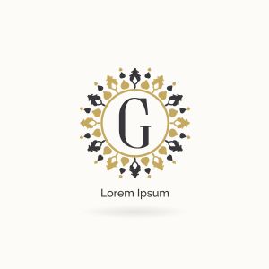  G letter golden logo design, luxury and elegant letter g monogram. Floral style frame, mandala and ornamental illustration.