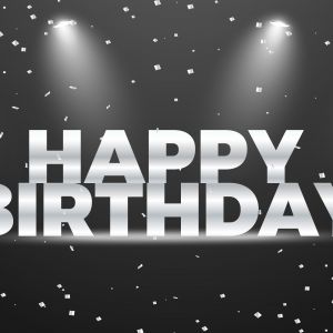 Happy Birthday background. Greeting logotype for card, flyer, poster, sign, banner, web, postcard, invitation. Abstract fest backdrop for text, type, quote