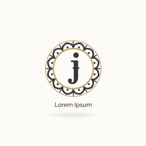 Golden J letter logo design. Luxury letter j monogram. Cosmetics and beauty product mandala illustration..