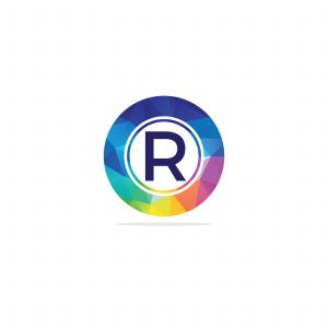 R Letter colorful logo in the hexagonal. Polygonal letter R	