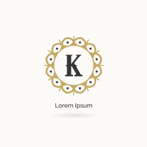 Golden K letter logo design. Luxury letter K monogram. Cosmetics and beauty product mandala illustration..
