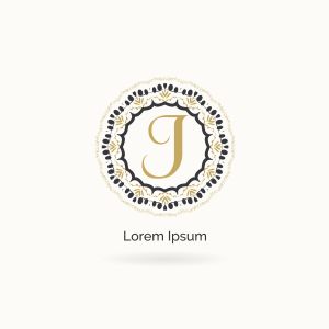 Golden J letter logo design. Luxury letter j monogram. Cosmetics and beauty product mandala illustration..