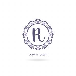 Beauty brand letter R vector icon. Luxury R letter logo. Vector illustration decorative and ornamental monogram.