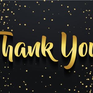 Thank you vector banner design. Silver shine thank you text on black background.	