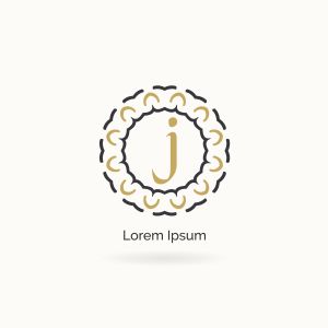 Golden J letter logo design. Luxury letter j monogram. Cosmetics and beauty product mandala illustration..