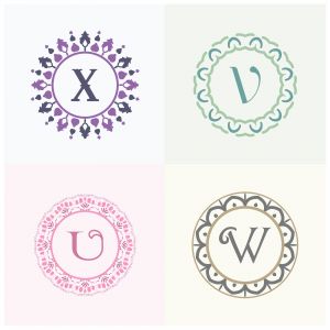 Cosmetics and beauty product brand letters X and V logo design. U and W vector letter mandala monogram