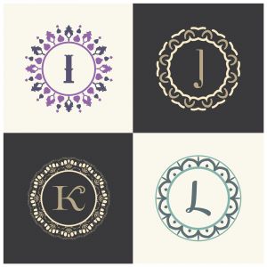 Cosmetics and beauty product brand letters I and J logo design. K and L vector letter mandala monogram.	