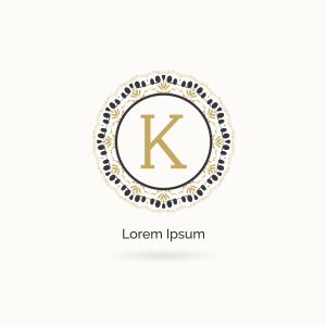 Golden K letter logo design. Luxury letter K monogram. Cosmetics and beauty product mandala illustration..