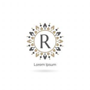 Beauty brand letter R vector icon. Luxury R letter logo. Vector illustration decorative and ornamental monogram.