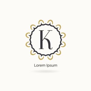 Golden K letter logo design. Luxury letter K monogram. Cosmetics and beauty product mandala illustration..