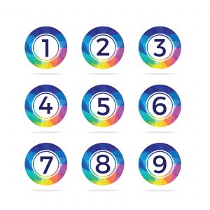 Numbers colorful vector in the hexagonal. Polygonal Number