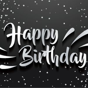 Happy Birthday background. Greeting logotype for card, flyer, poster, sign, banner, web, postcard, invitation. Abstract fest backdrop for text, type, quote