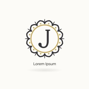 Golden J letter logo design. Luxury letter j monogram. Cosmetics and beauty product mandala illustration..