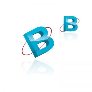 3d letter B logo design. B letter in box illustration.