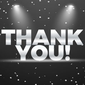 Thank you vector banner design. Silver shine thank you text on black background.	