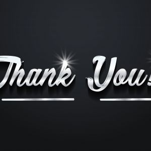 Thank you vector banner design. Silver shine thank you text on black background.	