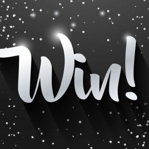 Win sign vector banner design, Golden win text.	