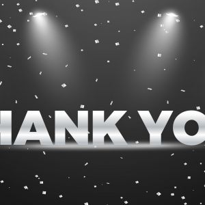 Thank you vector banner design. Silver shine thank you text on black background.	