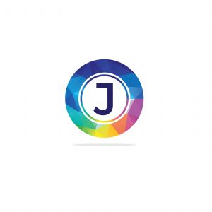 J Letter colorful logo in the hexagonal. Polygonal letter J	