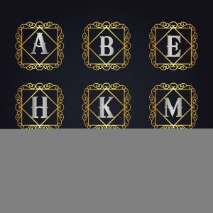 Luxury golden letters vector design. A, B, E, H, K, M, P, S, Z letter vector emblem.	