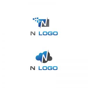 N letter logo design. N in cloud and technology pixels vector illustration.