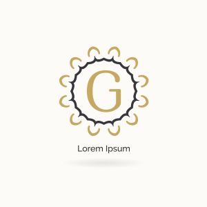 G letter golden logo design, luxury and elegant letter g monogram. Floral style frame, mandala and ornamental illustration.