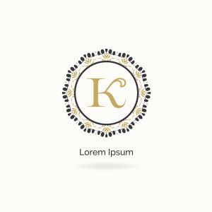 Golden K letter logo design. Luxury letter K monogram. Cosmetics and beauty product mandala illustration..
