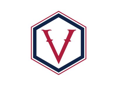 V Letter colorful logo in the hexagonal. Polygonal letter V	