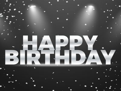 Happy Birthday background. Greeting logotype for card, flyer, poster, sign, banner, web, postcard, invitation. Abstract fest backdrop for text, type, quote