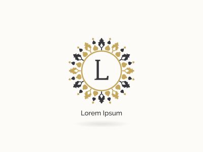 Golden letter L vector logo design. L letter mandala and ornamental logo. Cosmetic and beauty products icon.